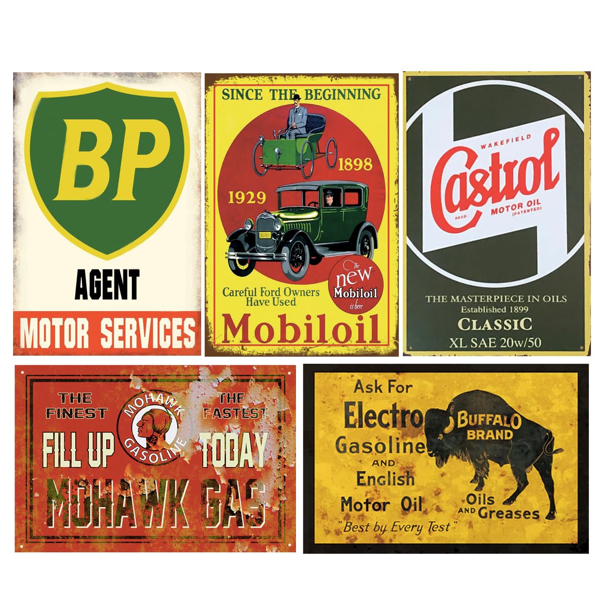 Amazon.com: 24 Pieces Reproduction Vintage Tin Signs, Gas Oil
